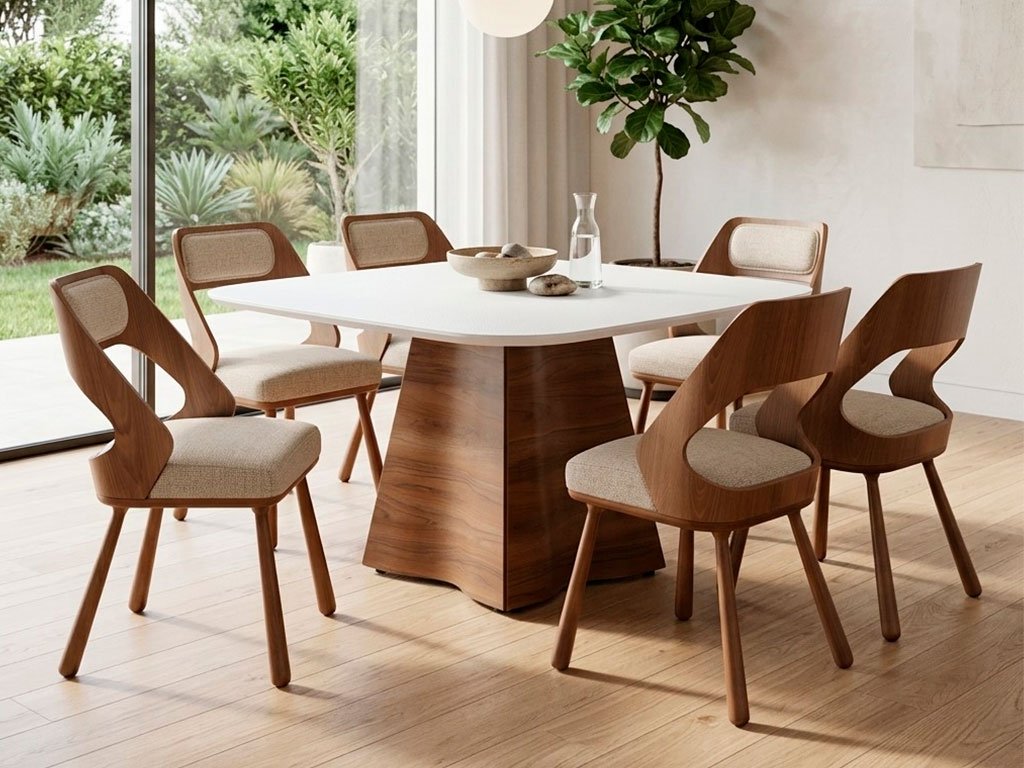 Sala de jantar com mesa e cadeiras